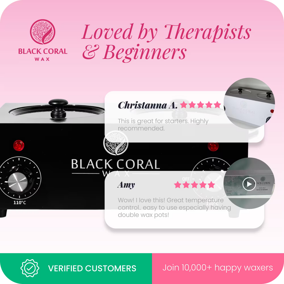 Black Coral Wax double wax heater customer reviews – highly rated dual hot wax machine and wax pot loved by beauty therapists and beginners