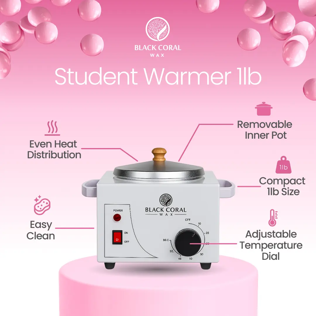 Black Coral Wax Student Wax Heater 500ml in white with adjustable temperature dial and removable inner pot