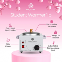 Black Coral Wax Student Wax Heater 500ml in white with adjustable temperature dial and removable inner pot