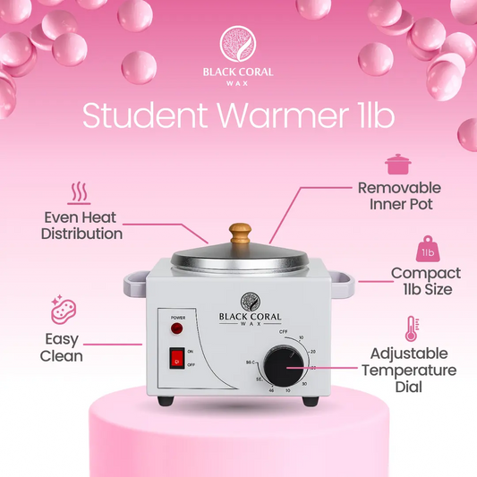 Black Coral Wax Student Wax Heater 500ml in white with adjustable temperature dial and removable inner pot