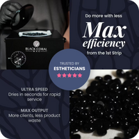 Black Coral Wax warmer with black wax beads – fast-drying, high-efficiency formula trusted by beauty professionals