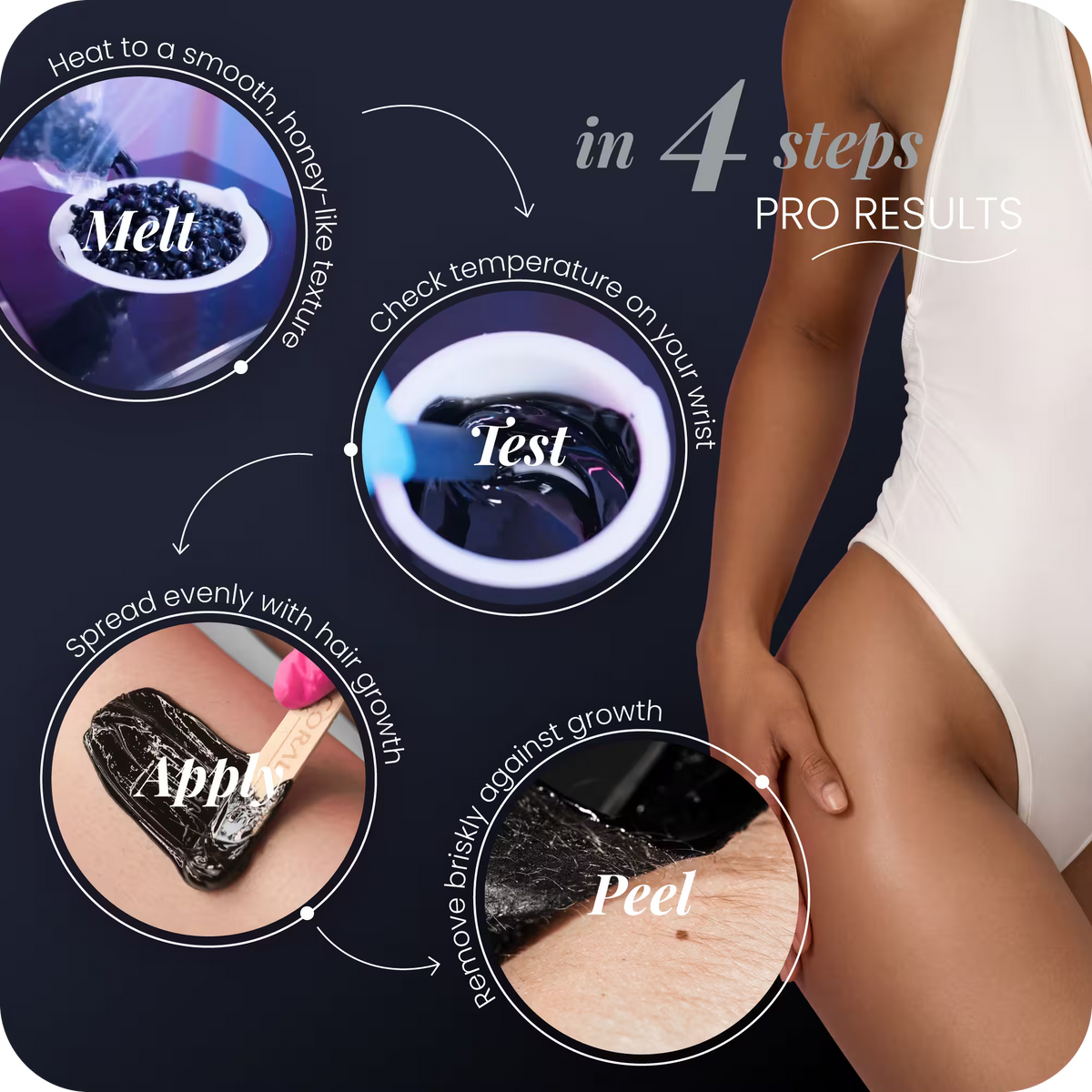 How to use Black Coral Hard Wax – 4-step guide: melt, test, apply and peel for salon-quality results