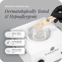 Mae'mae hard wax in professional warmer – dermatologically tested, hypoallergenic, rosin and beeswax free formula