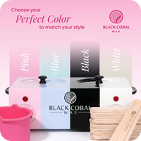 Black Coral Wax double wax heater available colours – choose from pink, light blue, black and white dual hot wax machine and wax pot