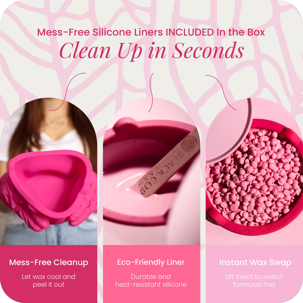 Black Coral Wax double wax heater silicone liners included – mess-free cleanup for dual hot wax pot and wax machine
