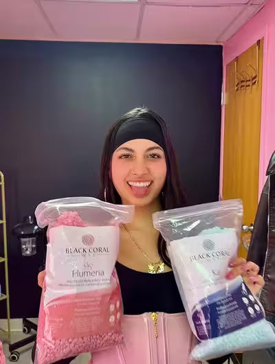 Esthetician using BCW products