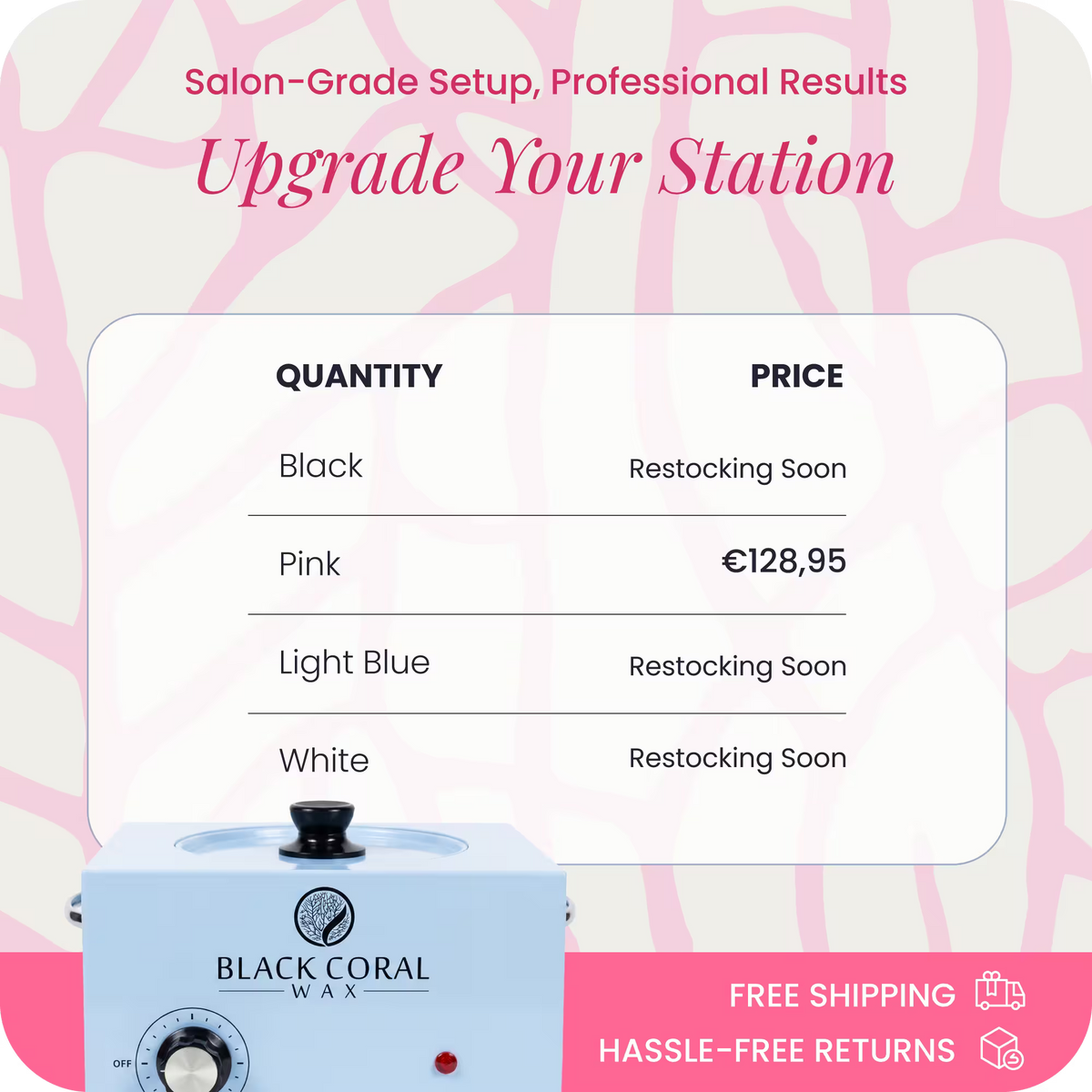 Black Coral Wax large wax heater pricing – professional hot wax machine and wax pot available at competitive UK price