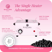 Black Coral Wax single wax heater 500ml compact design – 1lb capacity professional hot wax machine fits easily on any salon trolley