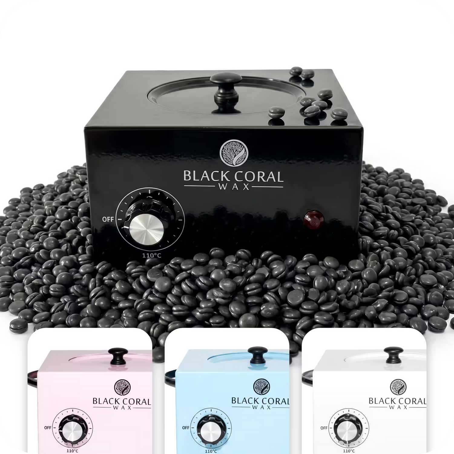 Black Coral Wax single wax heater 500ml in black – professional hot wax machine and wax pot available in pink, light blue and white