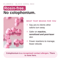 Plumeria rosin-free formula infographic