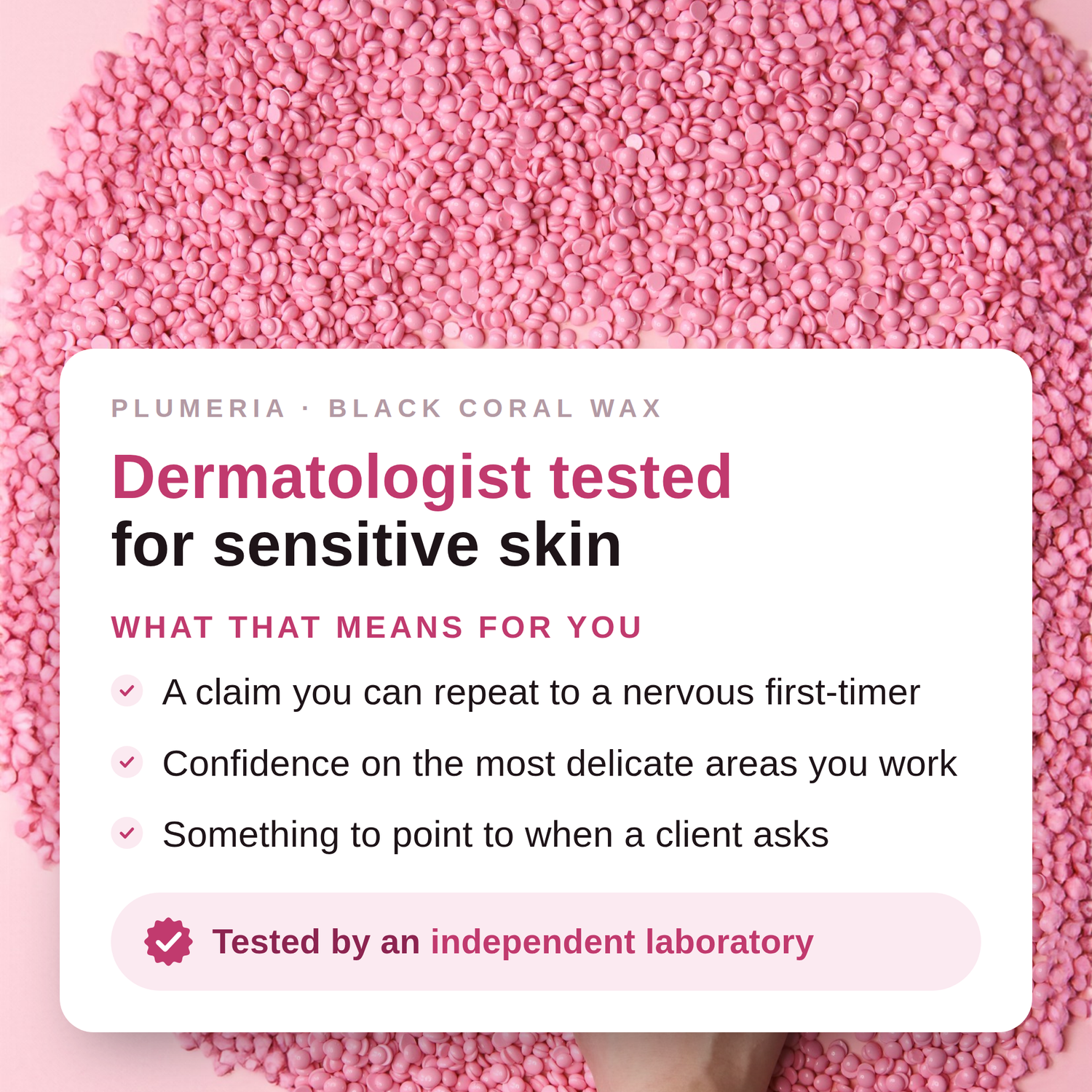 Plumeria dermatological testing infographic