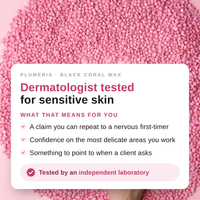 Plumeria dermatological testing infographic